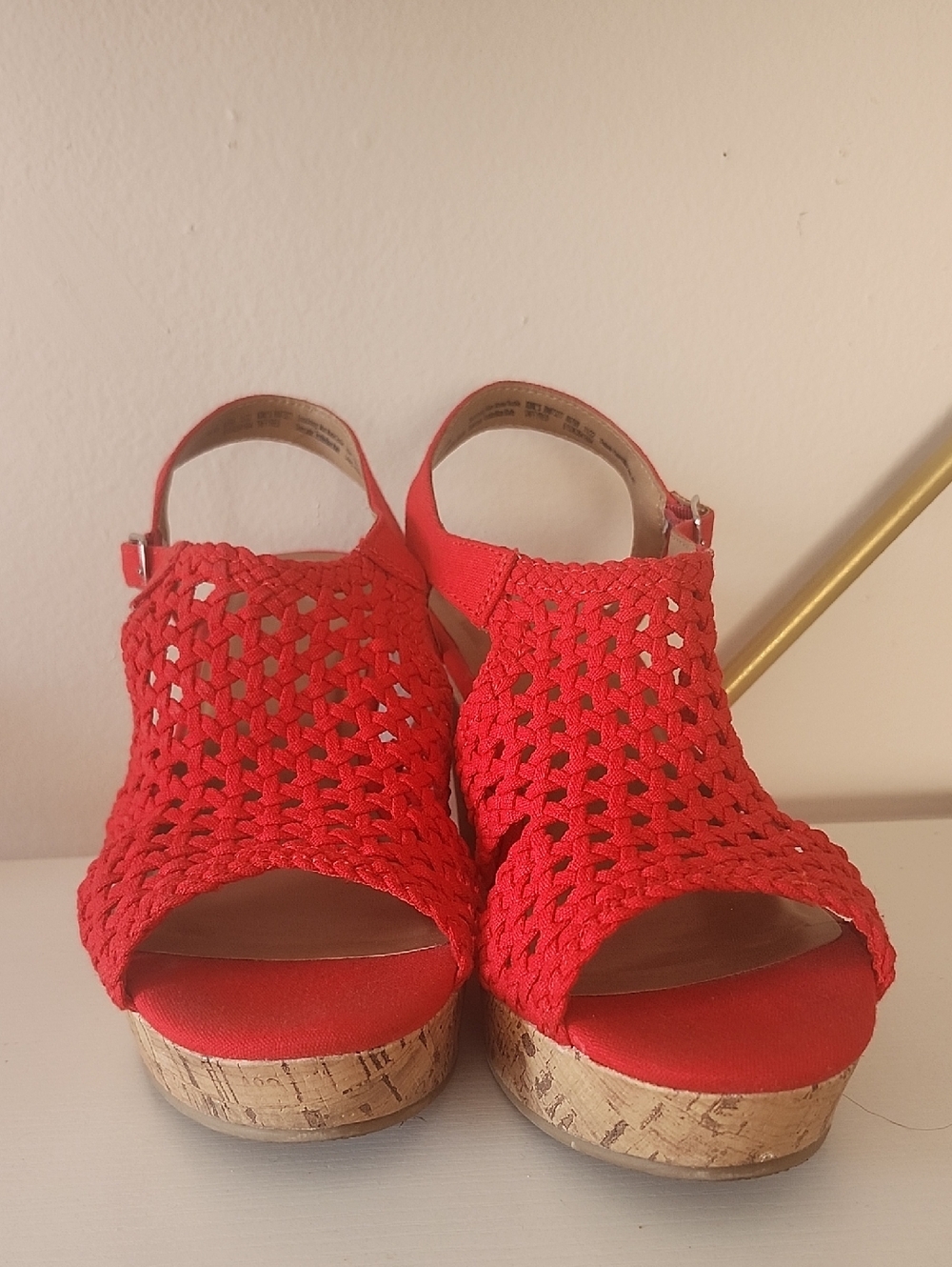 Red Woven Platform Sandals - Women's Summer Wedge